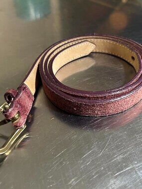 Vintage OG 2010 American apparel maroon suede skinny belt w gold hardware